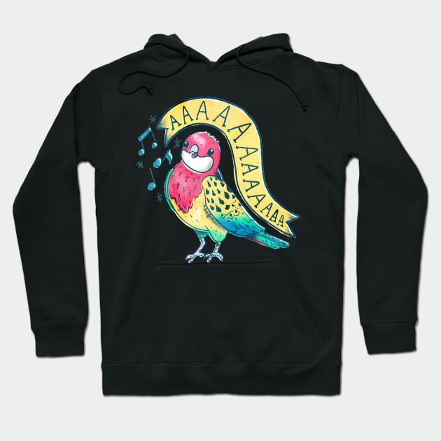 Eastern Rosella Parrot Screaming as Tattoo Flash Hoodie by narwhalwall